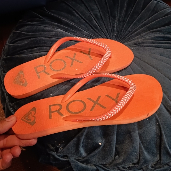Roxy Orange Flip Flops with Rhinestone Straps - Picture 3 of 3